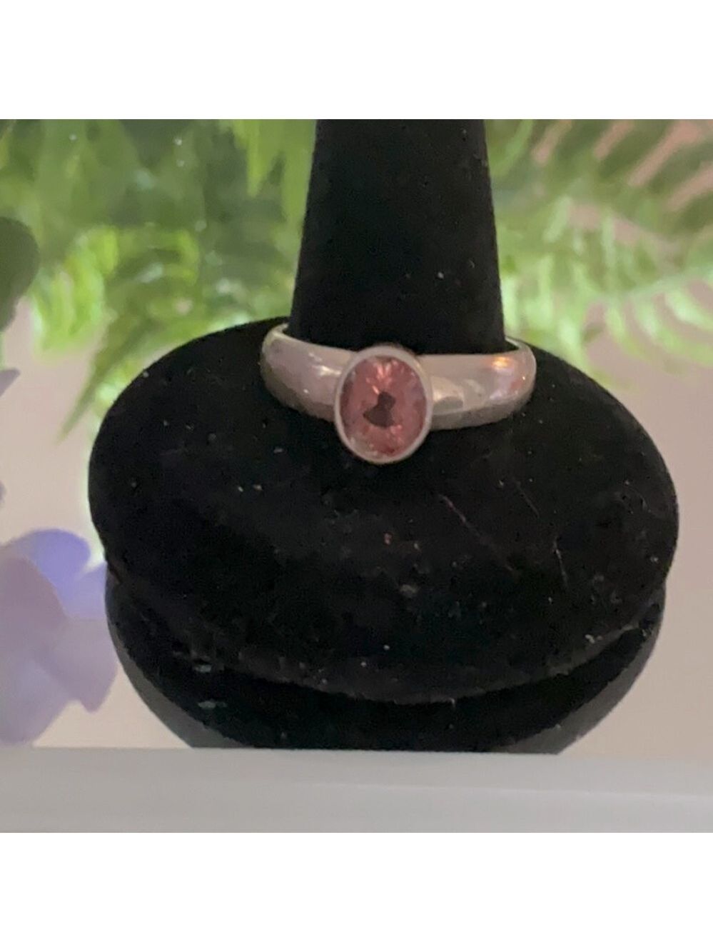 VINTAGE STERLING SILVER AND PINK TOURMALINE RING